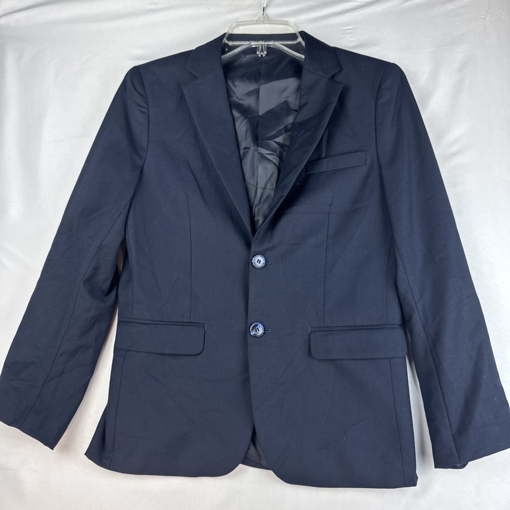 Isaac Mizrahi Womens Blazer Jacket Navy Blue Polyester Blend 2 Button Size 14